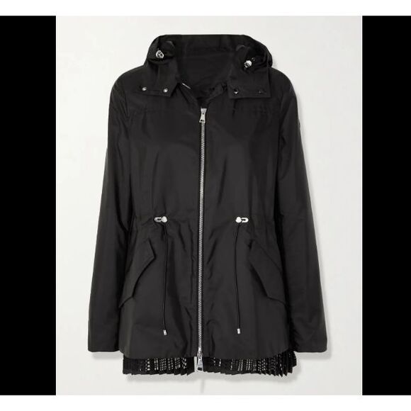 NWOT MONCLER  AUTHENTICATED Baaba Crocheted Lace Trimmed Nylon Parka Large (3) - Picture 2 of 16